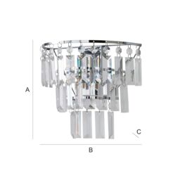 ValueLights Kelsks Chrome with Jewel Droplets Chandelier Style Flush Wall Light in Silver - thumbnail 8