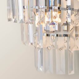 ValueLights Kelsks Chrome with Jewel Droplets Chandelier Style Flush Wall Light in Silver - thumbnail 5