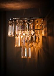 ValueLights Kelsks Chrome with Jewel Droplets Chandelier Style Flush Wall Light in Silver - thumbnail 2