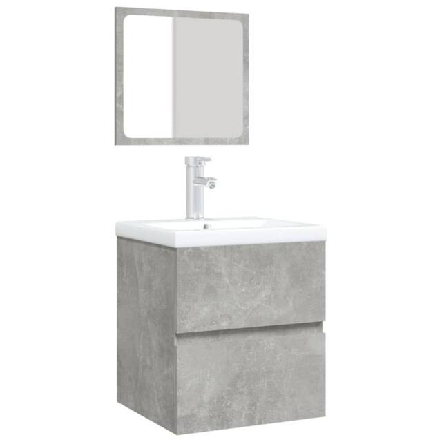Berkfield Home Full Bathroom Sink Cabinet with Basin & Mirror Concrete Grey - image 1