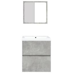 Berkfield Home Full Bathroom Sink Cabinet with Basin & Mirror Concrete Grey - thumbnail 4