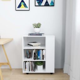 Berkfield Home Rolling Cabinet White 60x35x75 cm Engineered Wood - Size: 60 x 35 x 75 cm - thumbnail 3