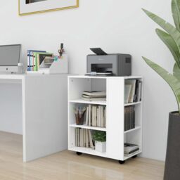 Berkfield Home Rolling Cabinet White 60x35x75 cm Engineered Wood - Size: 60 x 35 x 75 cm - thumbnail 1