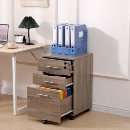 Moderna Wooden Pedestal Filing Cabinet Lockable 3 Drawers Sonoma Oak in Brown - thumbnail 6