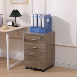 Moderna Wooden Pedestal Filing Cabinet Lockable 3 Drawers Sonoma Oak in Brown - thumbnail 5