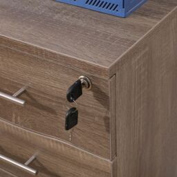 Moderna Wooden Pedestal Filing Cabinet Lockable 3 Drawers Sonoma Oak in Brown - thumbnail 9