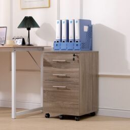 Moderna Wooden Pedestal Filing Cabinet Lockable 3 Drawers Sonoma Oak in Brown - thumbnail 4