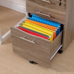Moderna Wooden Pedestal Filing Cabinet Lockable 3 Drawers Sonoma Oak in Brown - thumbnail 7
