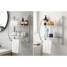 Nordara 2-Tier Chrome Bathroom Shelf & Towel Rail in Silver - Size: 50 cm x 80 cm - thumbnail 4