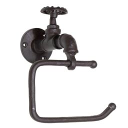 Melody Maison Rustic Metal Tap Toilet Roll Holder 19cm X 21cm in Dark Brown - Size: 19 cm X 21 cm