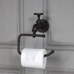 Melody Maison Rustic Metal Tap Toilet Roll Holder 19cm X 21cm in Dark Brown - Size: 19 cm X 21 cm - thumbnail 3