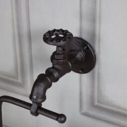 Melody Maison Rustic Metal Tap Toilet Roll Holder 19cm X 21cm in Dark Brown - Size: 19 cm X 21 cm - thumbnail 6