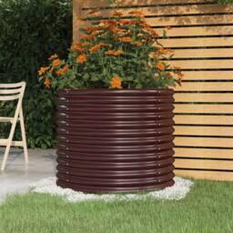 Berkfield Home Durable Garden Planter Powder-coated Steel 80x80x68 cm Brown - Size: 80 x 80 x 68 cm - thumbnail 2
