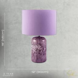 Happy Homewares Modern Marble Drip Snowflake Glass Table Lamp with Linen Shade in Lilac - thumbnail 7