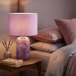 Happy Homewares Modern Marble Drip Snowflake Glass Table Lamp with Linen Shade in Lilac - thumbnail 6