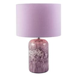 Happy Homewares Modern Marble Drip Snowflake Glass Table Lamp with Linen Shade in Lilac - thumbnail 2