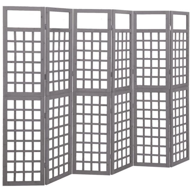 Berkfield Home 6-Panel Room Divider/Trellis Solid Fir Wood Grey 242.5x180 cm - image 1