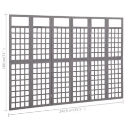 Berkfield Home 6-Panel Room Divider/Trellis Solid Fir Wood Grey 242.5x180 cm - thumbnail 6