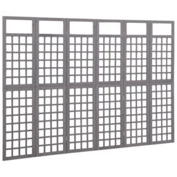 Berkfield Home 6-Panel Room Divider/Trellis Solid Fir Wood Grey 242.5x180 cm - thumbnail 3