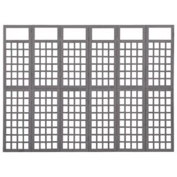 Berkfield Home 6-Panel Room Divider/Trellis Solid Fir Wood Grey 242.5x180 cm - thumbnail 2