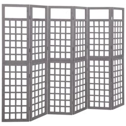 Berkfield Home 6-Panel Room Divider/Trellis Solid Fir Wood Grey 242.5x180 cm
