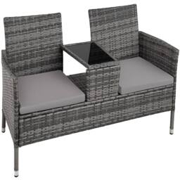 tectake Garden Bench Narbonne in Light Grey - Size: 2 Seater - thumbnail 1