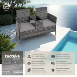tectake Garden Bench Narbonne in Light Grey - Size: 2 Seater - thumbnail 2