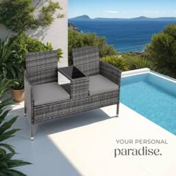 tectake Garden Bench Narbonne in Light Grey - Size: 2 Seater - thumbnail 8