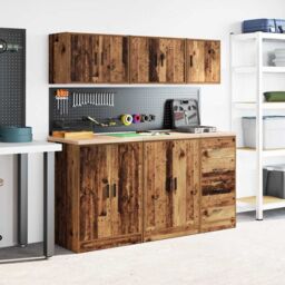 Berkfield Home Garage Wall Cabinet Old Wood Engineered Wood in Brown - thumbnail 4
