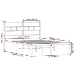 Berkfield Home Metal Bed Frame without Mattress Smoked Oak 120x190 cm Small Double in Brown - thumbnail 9
