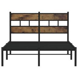 Berkfield Home Metal Bed Frame without Mattress Smoked Oak 120x190 cm Small Double in Brown - thumbnail 4
