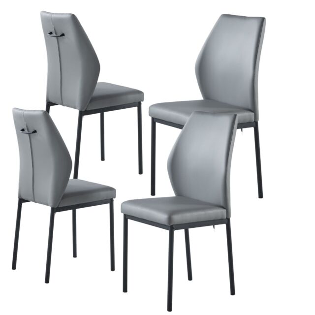 Modernique Set of 4 Dining Chairs in Faux Leather & Metal Frame in Grey - image 1