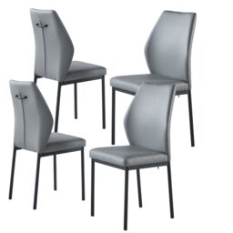 Modernique Set of 4 Dining Chairs in Faux Leather & Metal Frame in Grey