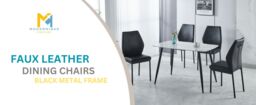 Modernique Set of 4 Dining Chairs in Faux Leather & Metal Frame in Grey - thumbnail 7