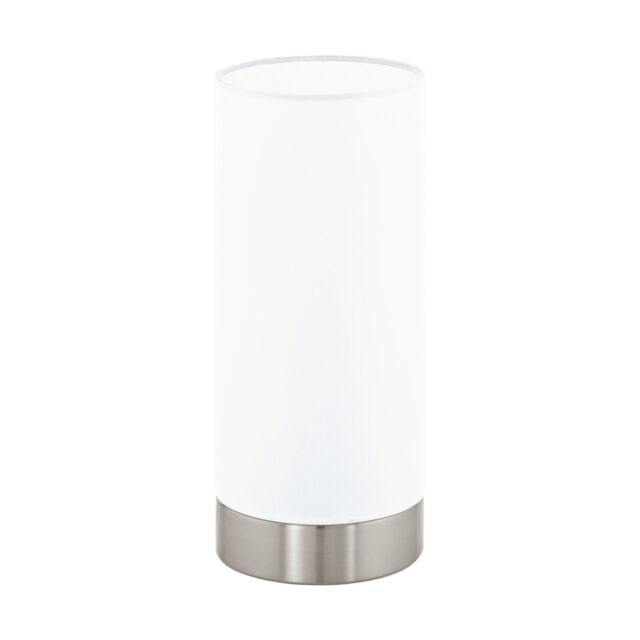 Loops Table Lamp Colour Satin Nickel Shade Round White Satin Glass Bulb E27 1x60W in Metallics - image 1