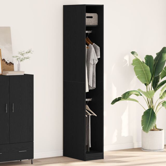 Berkfield Home Black Oak Wardrobe 30x50x200 cm Made from Engineered Wood - Size: 30 x 50 x 200 cm - image 1