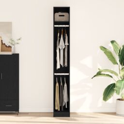 Berkfield Home Black Oak Wardrobe 30x50x200 cm Made from Engineered Wood - Size: 30 x 50 x 200 cm - thumbnail 4