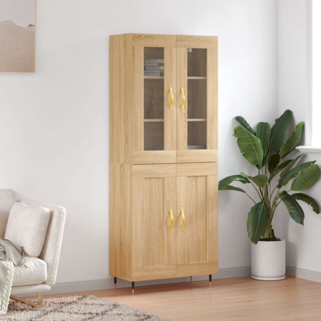 Berkfield Home Highboard Sonoma Oak 69.5x34x180 cm Engineered Wood in Brown - image 1