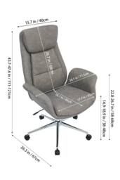 Living and Home Adjustable High Back PU Office Chair with Armrests in Grey - thumbnail 8