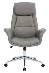 Living and Home Adjustable High Back PU Office Chair with Armrests in Grey - thumbnail 2
