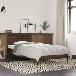 Berkfield Home Bed Frame without Mattress Brown Oak 90x190 cm Single - thumbnail 1