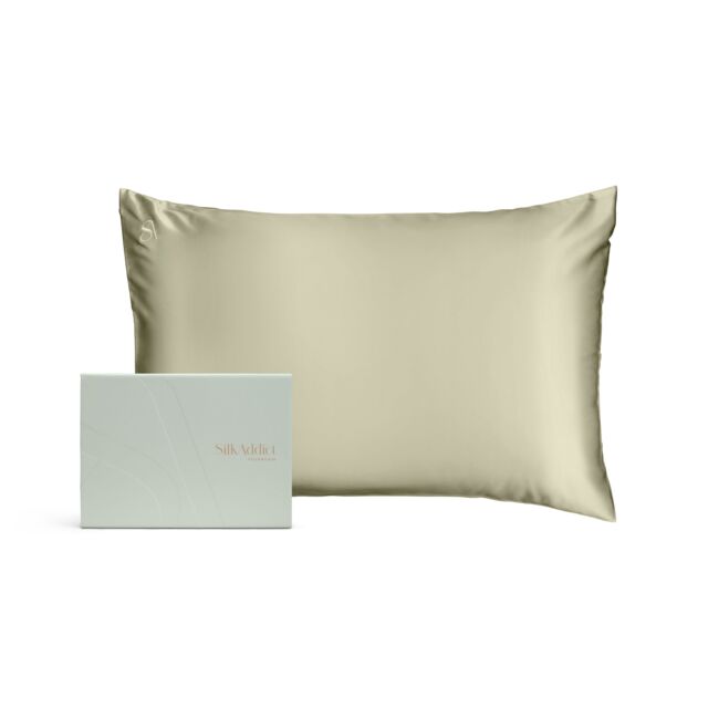 Silk Addict 100% Mulberry Silk Pillowcase - Navy in Olive - Size: Standard Pillow Case - image 1