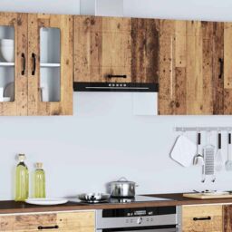Berkfield Home Kitchen Wall Cabinet Kalmar Old Wood Engineered Wood in Brown - thumbnail 4