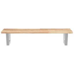 Berkfield Home Basin Shelf Wall Mounted Steel & Solid Wood Acacia in Brown - thumbnail 4
