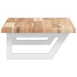 Berkfield Home Basin Shelf Wall Mounted Steel & Solid Wood Acacia in Brown - thumbnail 5