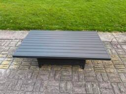 Fimous Aluminum 5 Piece Lounge Seating Set with Lifting Table & 2 Side Tables in Dark Grey - thumbnail 5