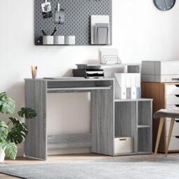 Berkfield Home Desk with Storage Grey Sonoma 120.5x44x88.5 cm Engineered Wood - thumbnail 1