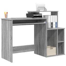 Berkfield Home Desk with Storage Grey Sonoma 120.5x44x88.5 cm Engineered Wood - thumbnail 3