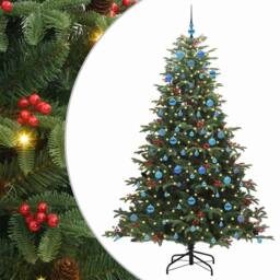 Berkfield Home Artificial Christmas Tree with 300 LEDs with Stand Green 210 cm - thumbnail 2