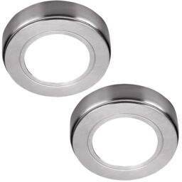 Loops 2x CHROME Round Surface or Flush Under Cabinet Kitchen Light Kit - 240V Mains Powered - Natural White LED - thumbnail 5